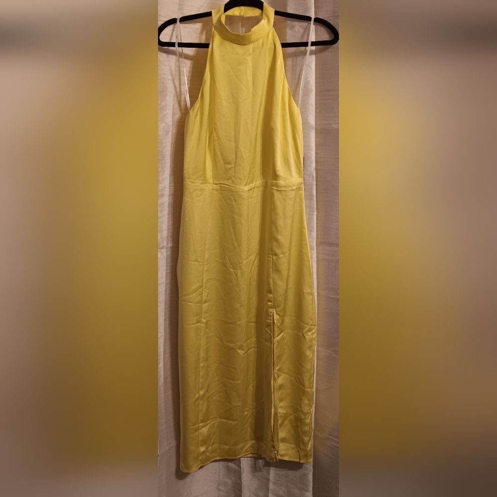 Lulu's Perfectly polished halter top midi dress with slit